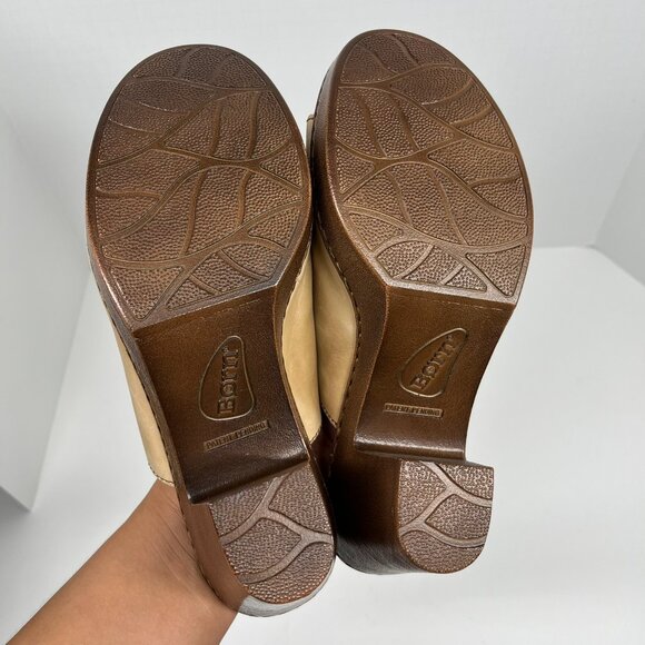 NWOT Born Comfort Sole Tan Leather Mule Block Heel Sz.10 - Picture 6 of 8